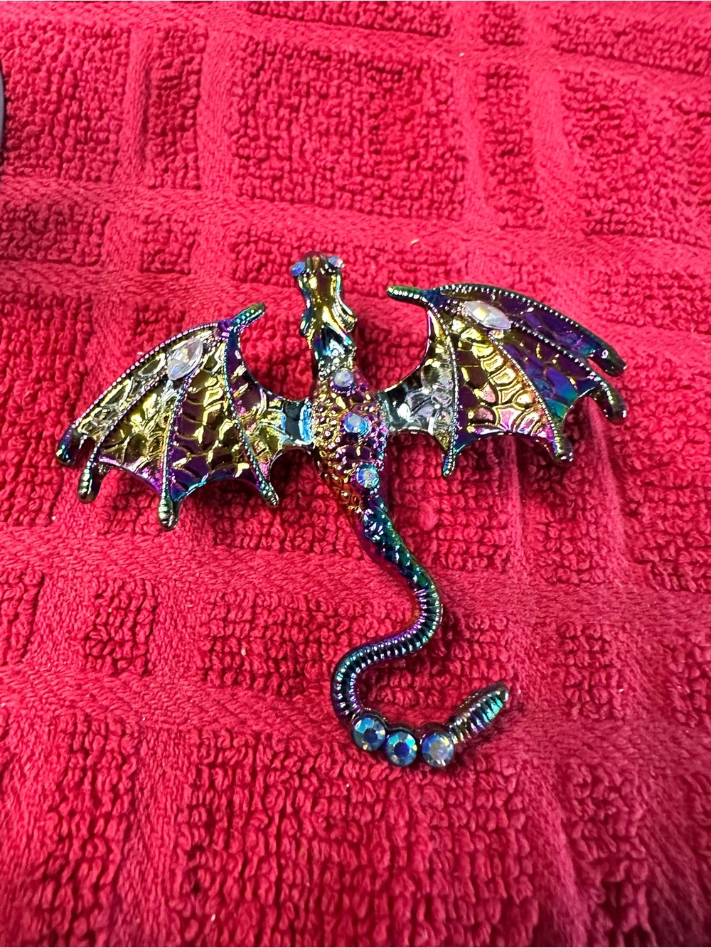 Multicolored dragon brooch